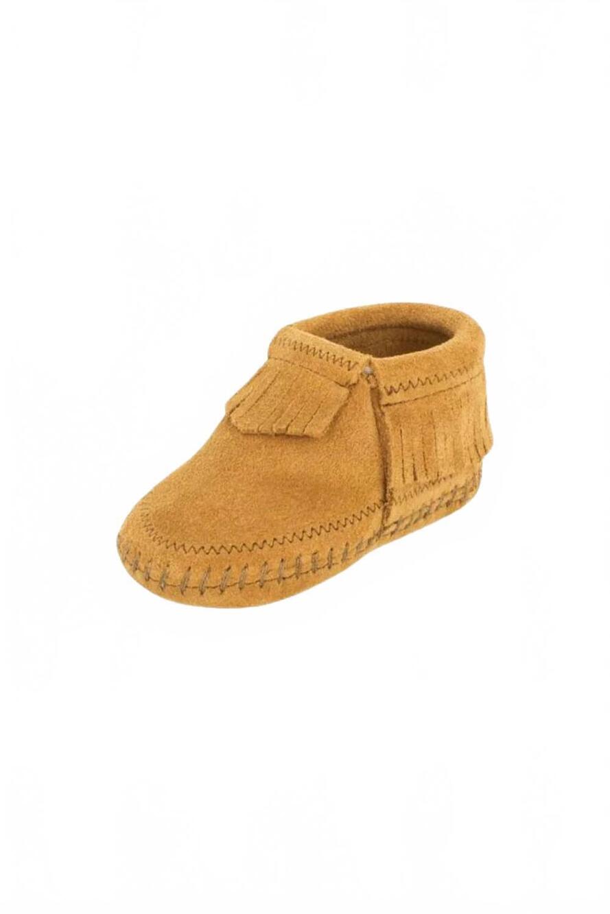 NEW MINNETONKA boy's riley suede bootie in taupe